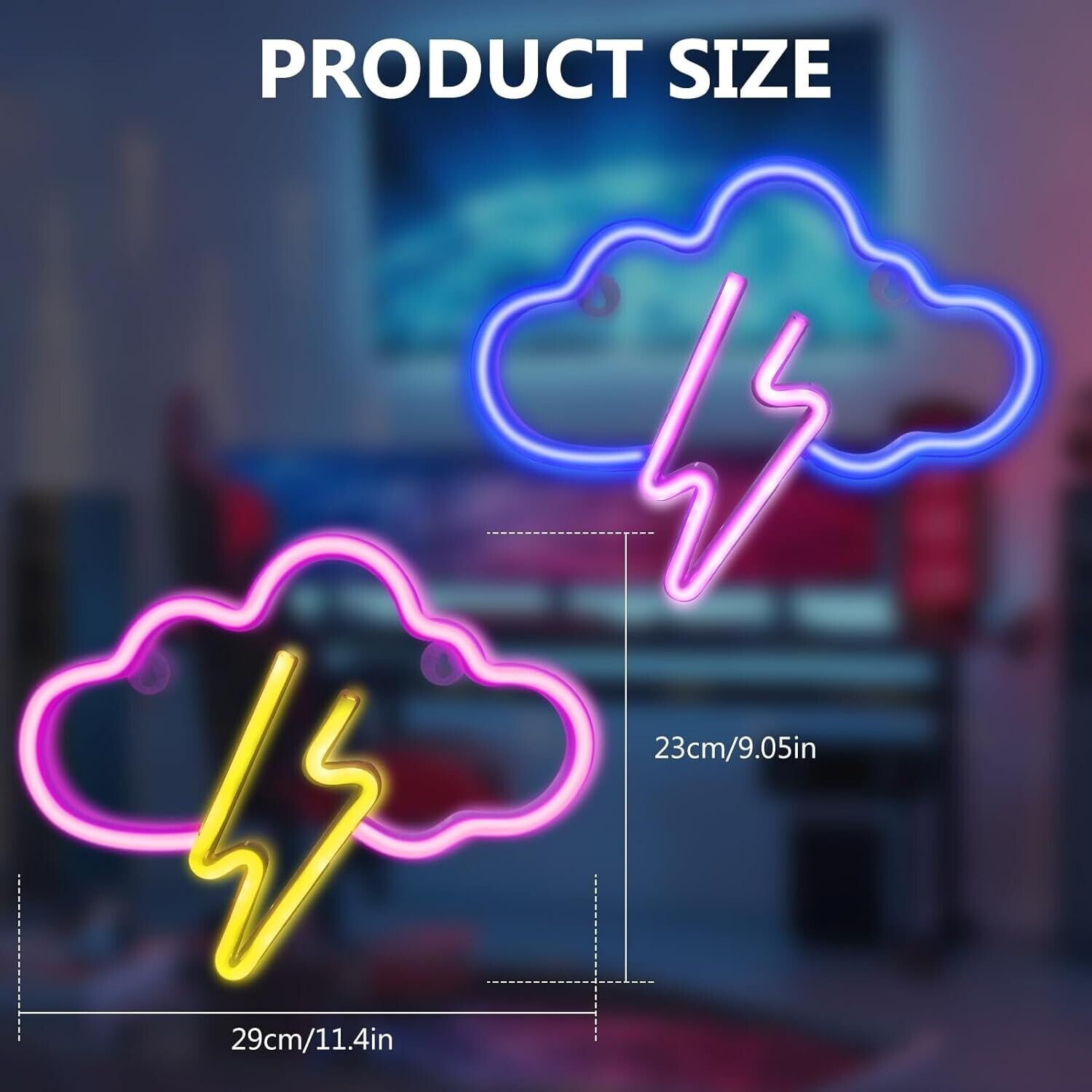 Blitz Neonlicht,2 Stück LED Wolke Neon Sign,Neonschild,Neon-Nachtlicht Kiosk Bar