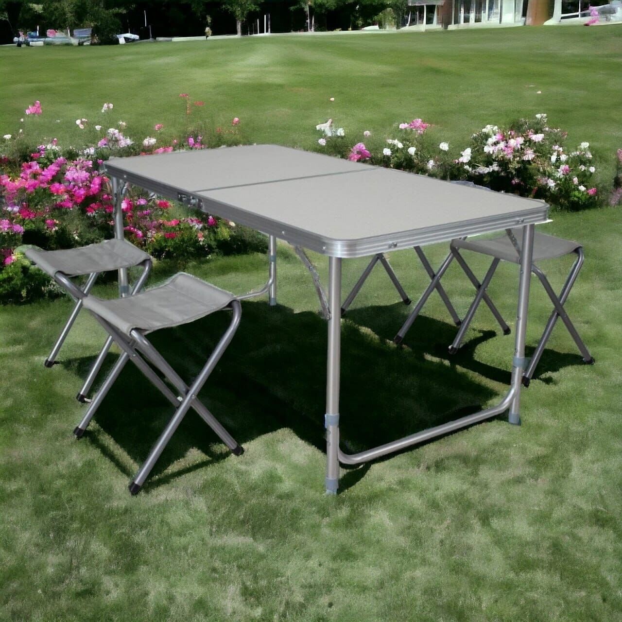 Klappbarer Campingtisch mit 4 Hockern klappbar Tisch Klapptisch Hocker NEU ✅✅✅✅✅