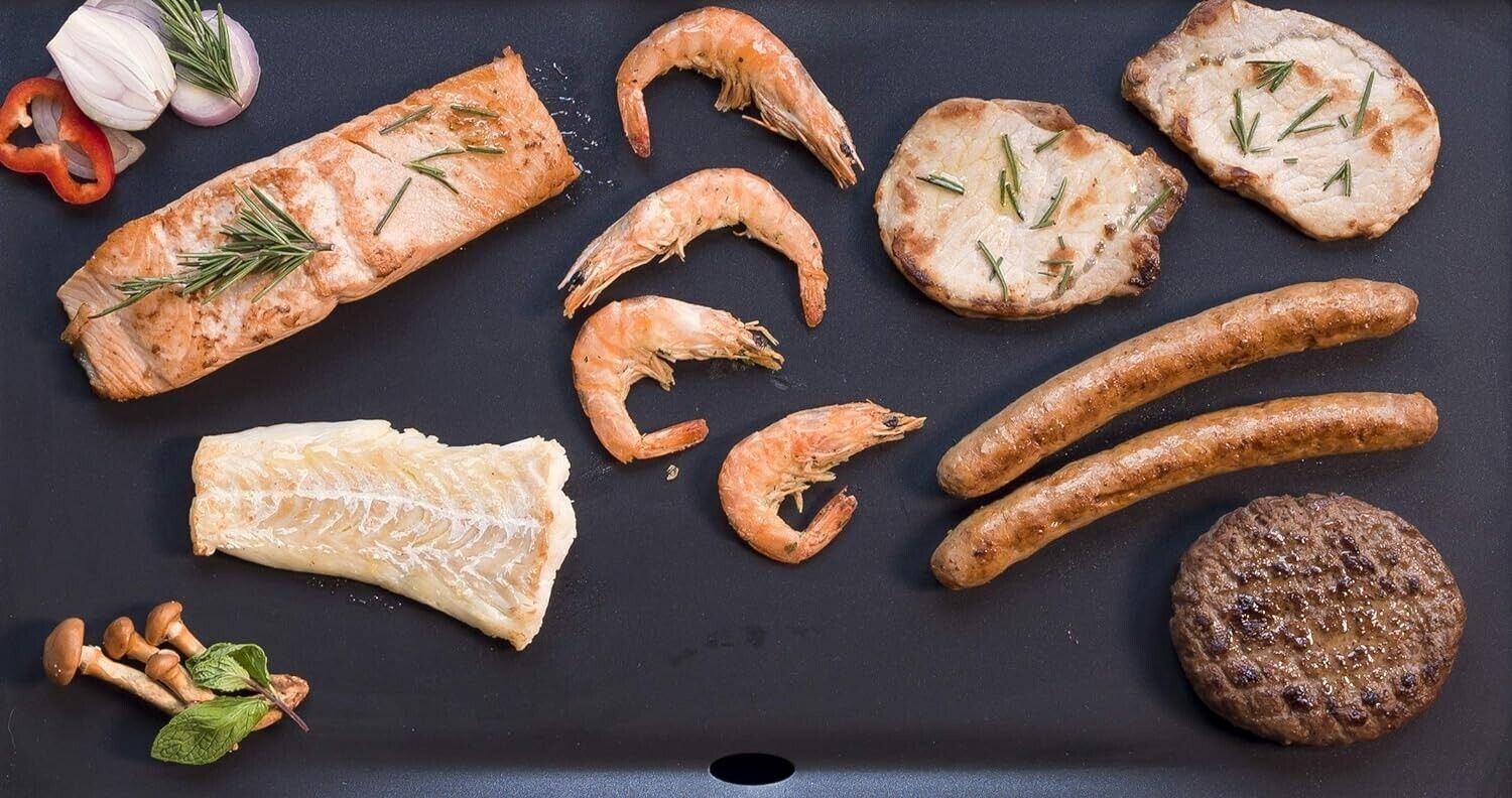 Bestron elektrischer Tischgrill, Plancha-/Teppanyaki-Grillplatte mit 4 Personen