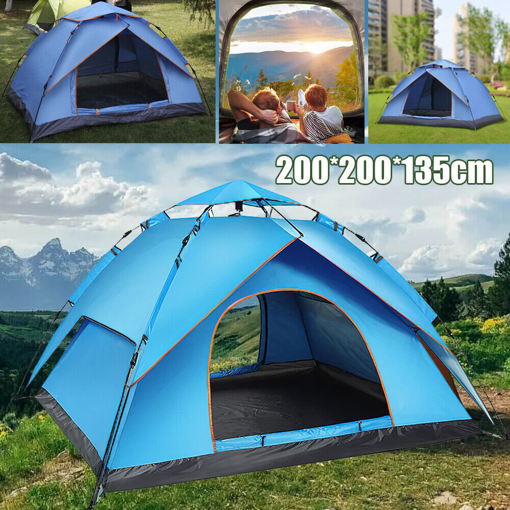 4er wurfzelt 3-4 Personen Pop-Up Zelt Wurfzelt Camping Wasserdicht Trekkingzelt Fam