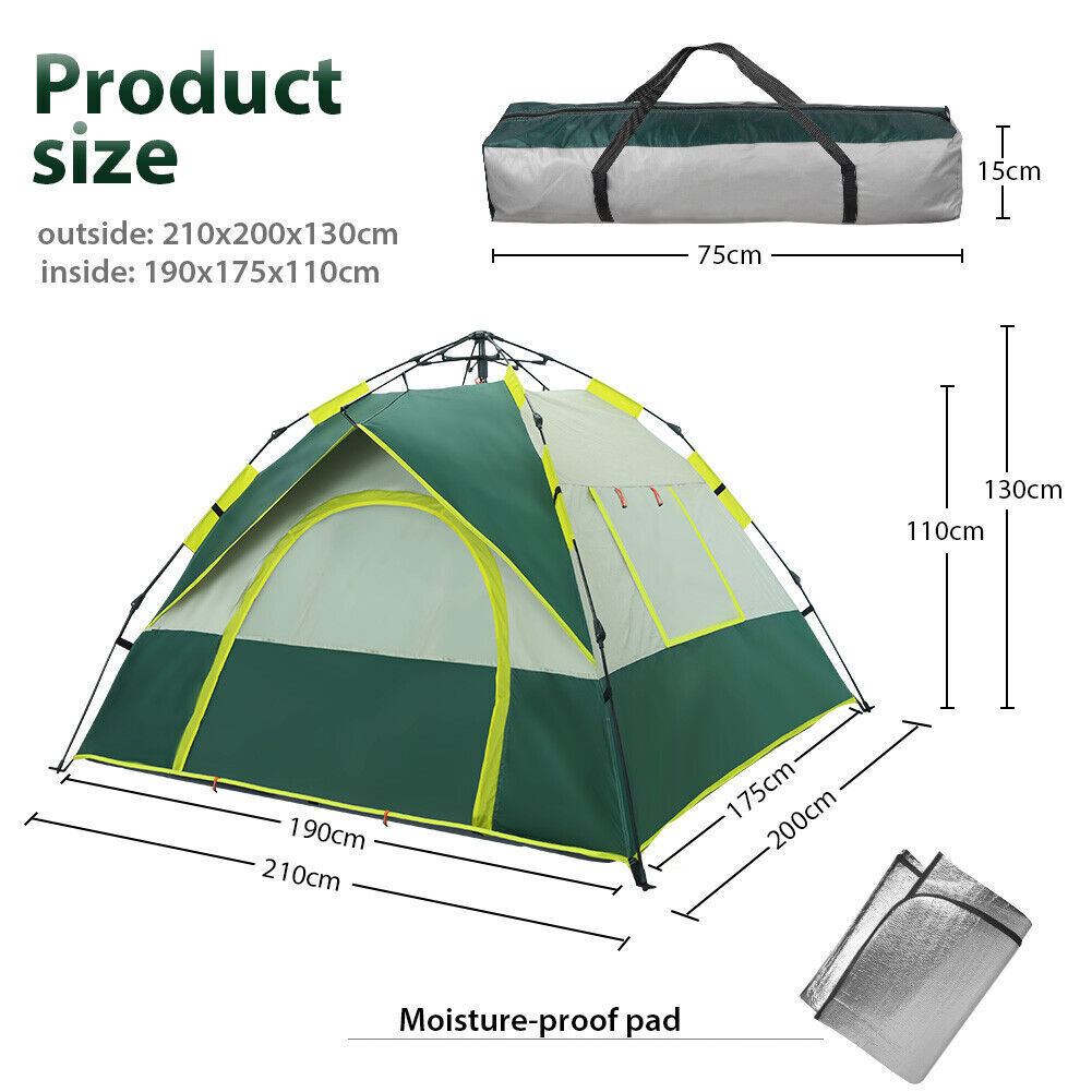 pop-up zelt 4 personen wasserdicht 3-4 Personen Pop-Up Zelt Wurfzelt Camping Wasserdicht Trekkingzelt Fam