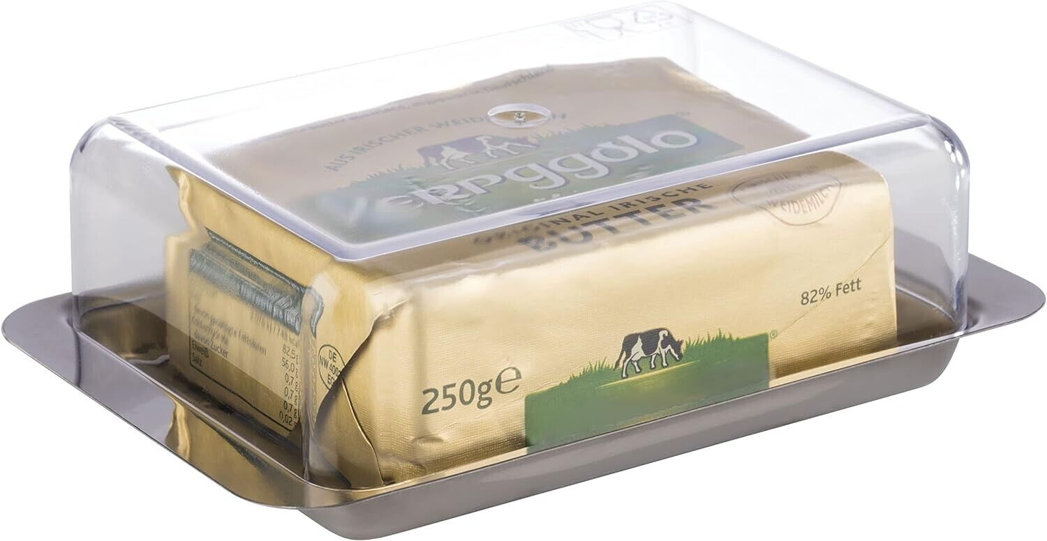 APS Kühlschrank Butterdose aus Edelstahl Butterglocke Butter Schale Behälter neu