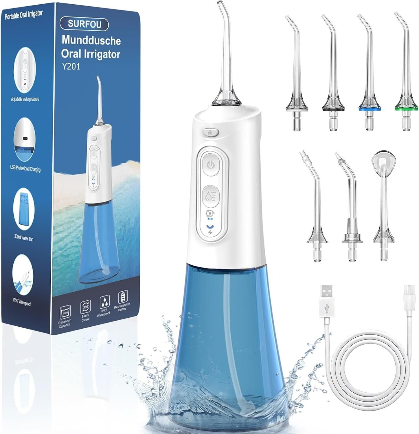 Munddusche Kabellos Water Flosser for Teeth,Elektrische Zahnzwischenraumreiniger