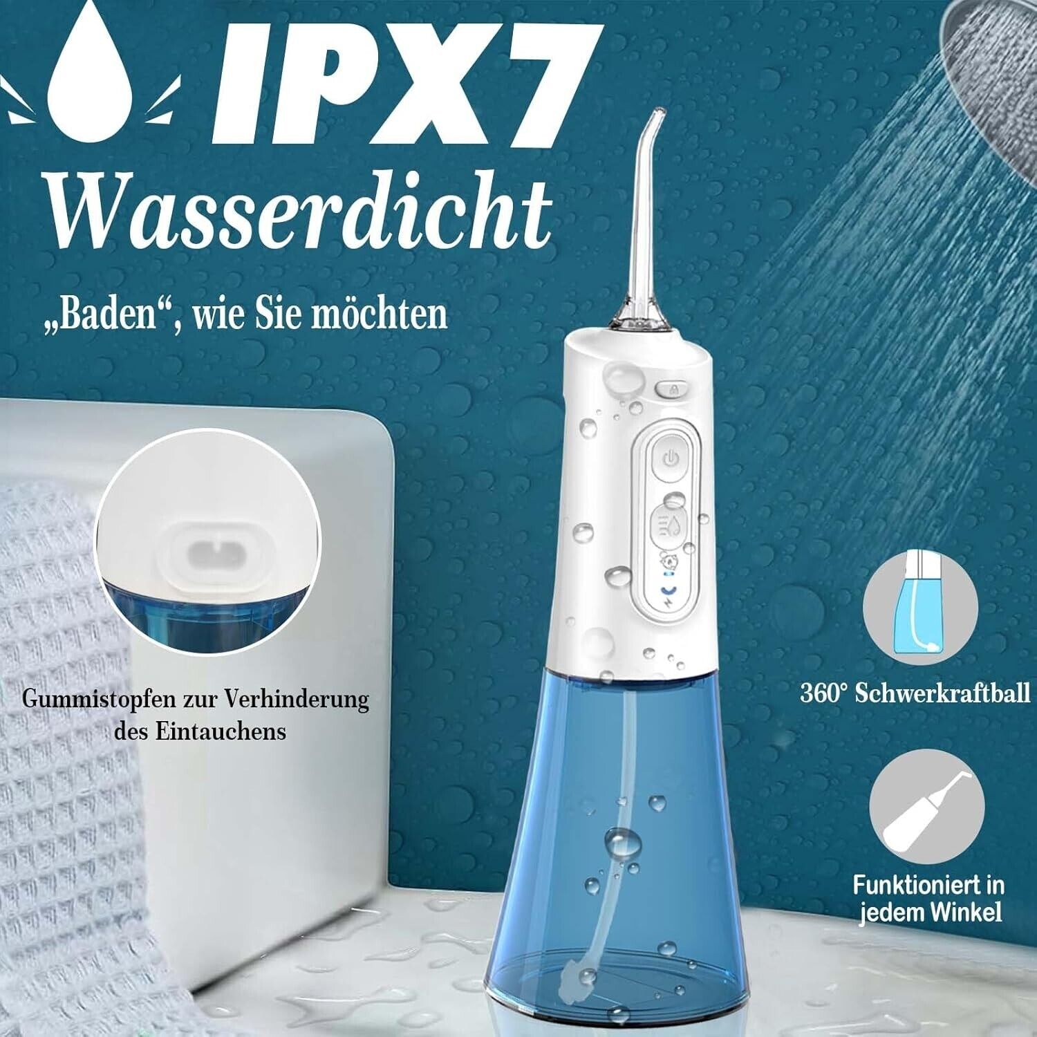 Munddusche Kabellos Water Flosser for Teeth,Elektrische Zahnzwischenraumreiniger