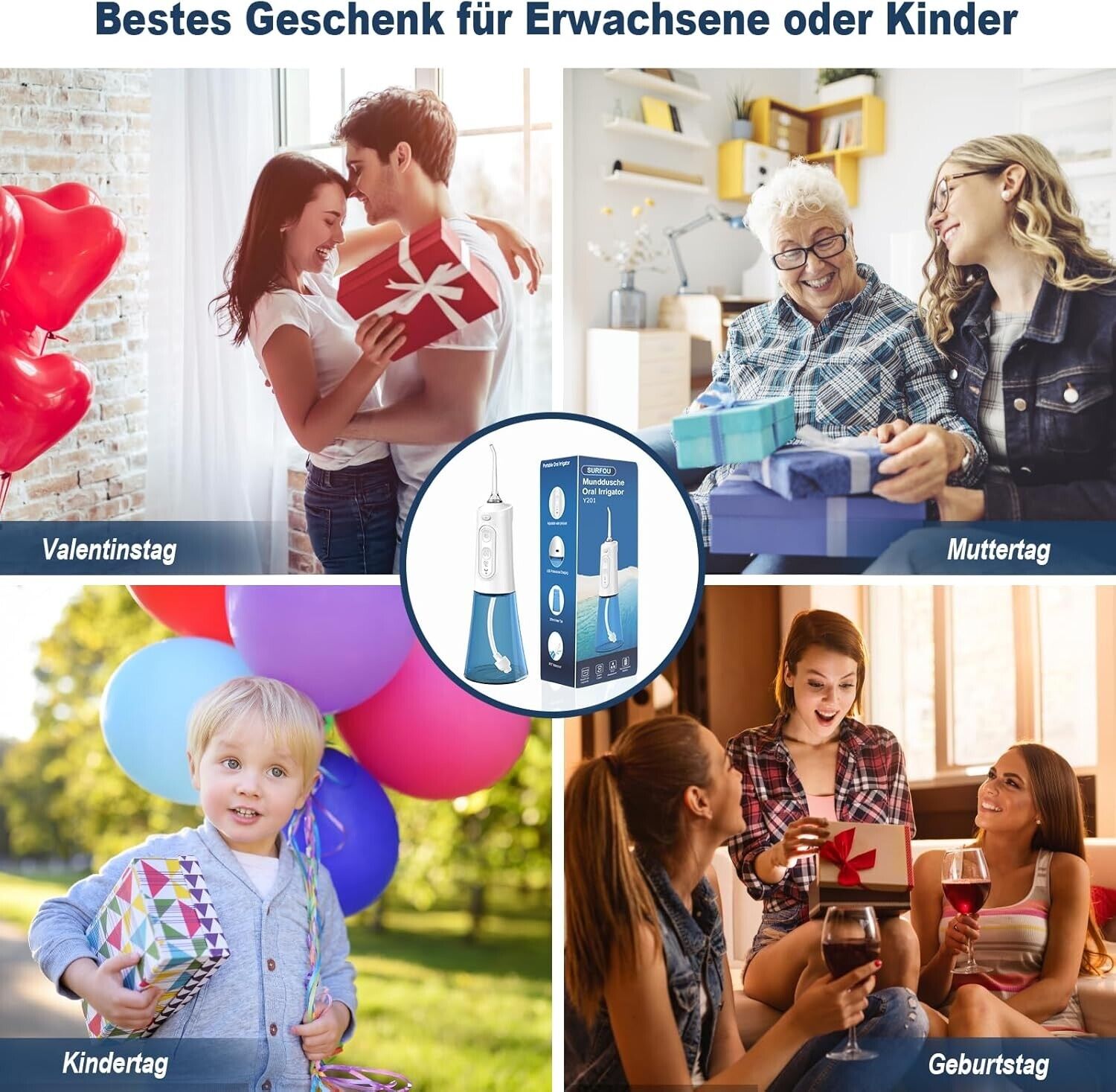 Munddusche Kabellos Water Flosser for Teeth,Elektrische Zahnzwischenraumreiniger