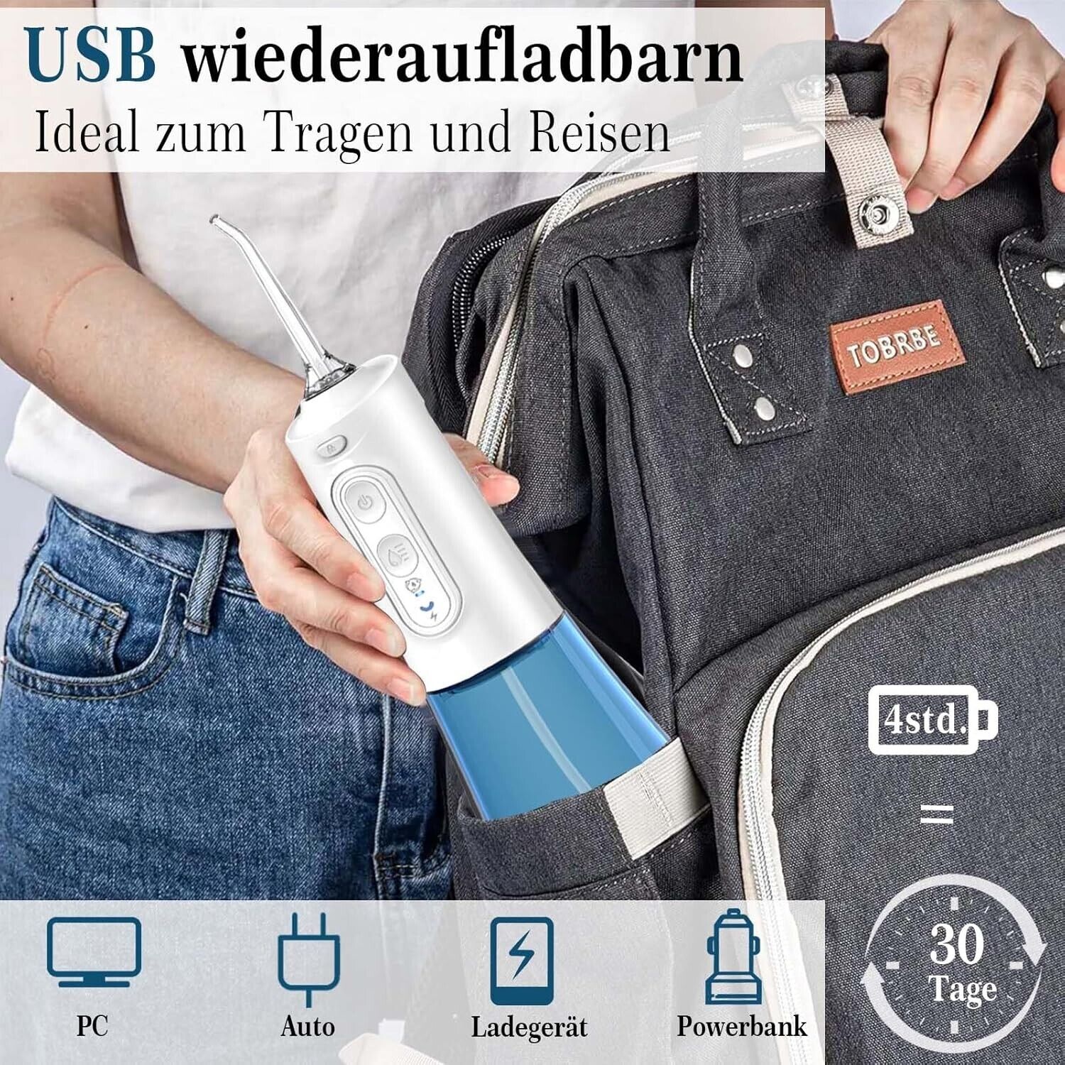 Munddusche Kabellos Water Flosser for Teeth,Elektrische Zahnzwischenraumreiniger
