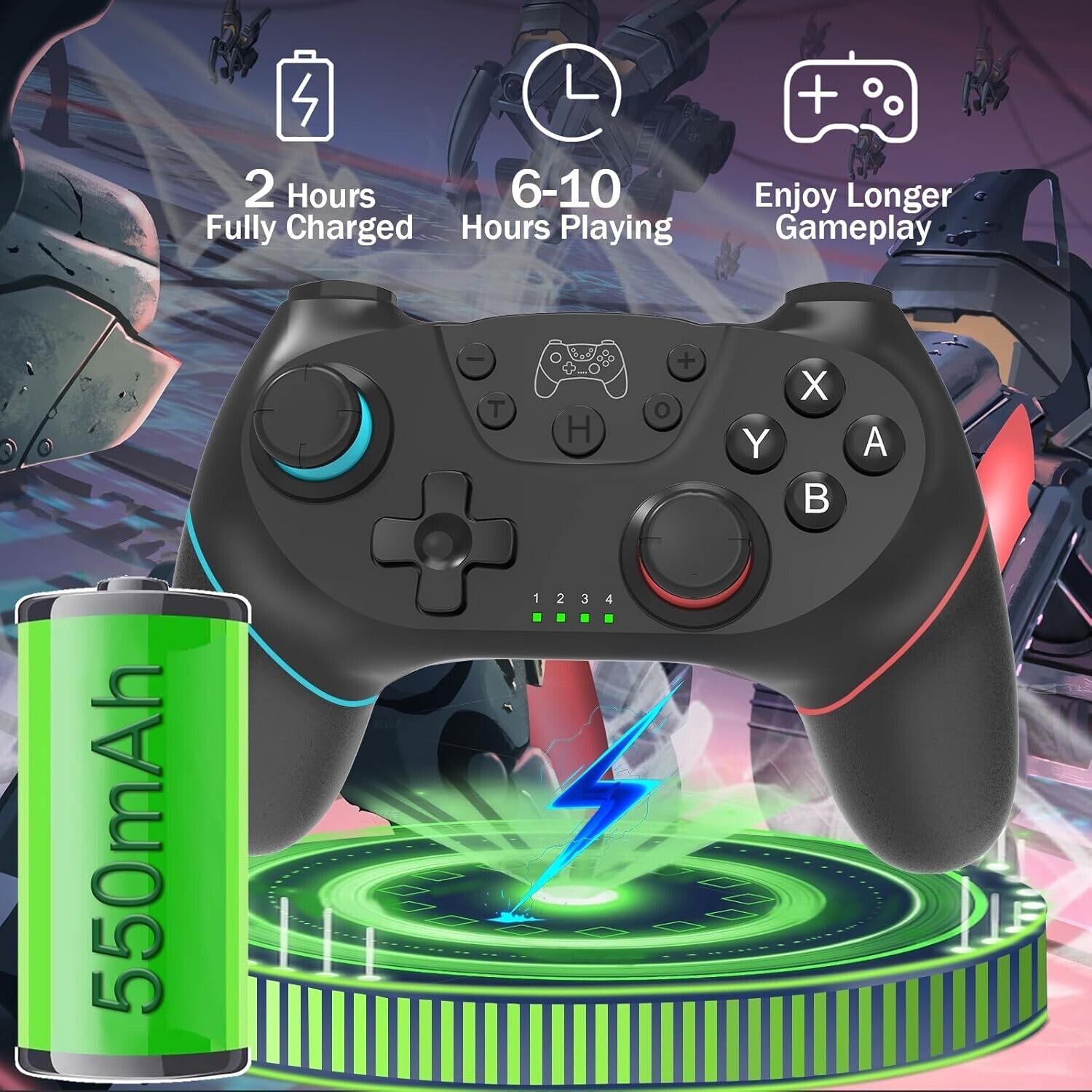Wireless Controller für Nintendo Switch Pro Controller 550 mAh 2-3 h
