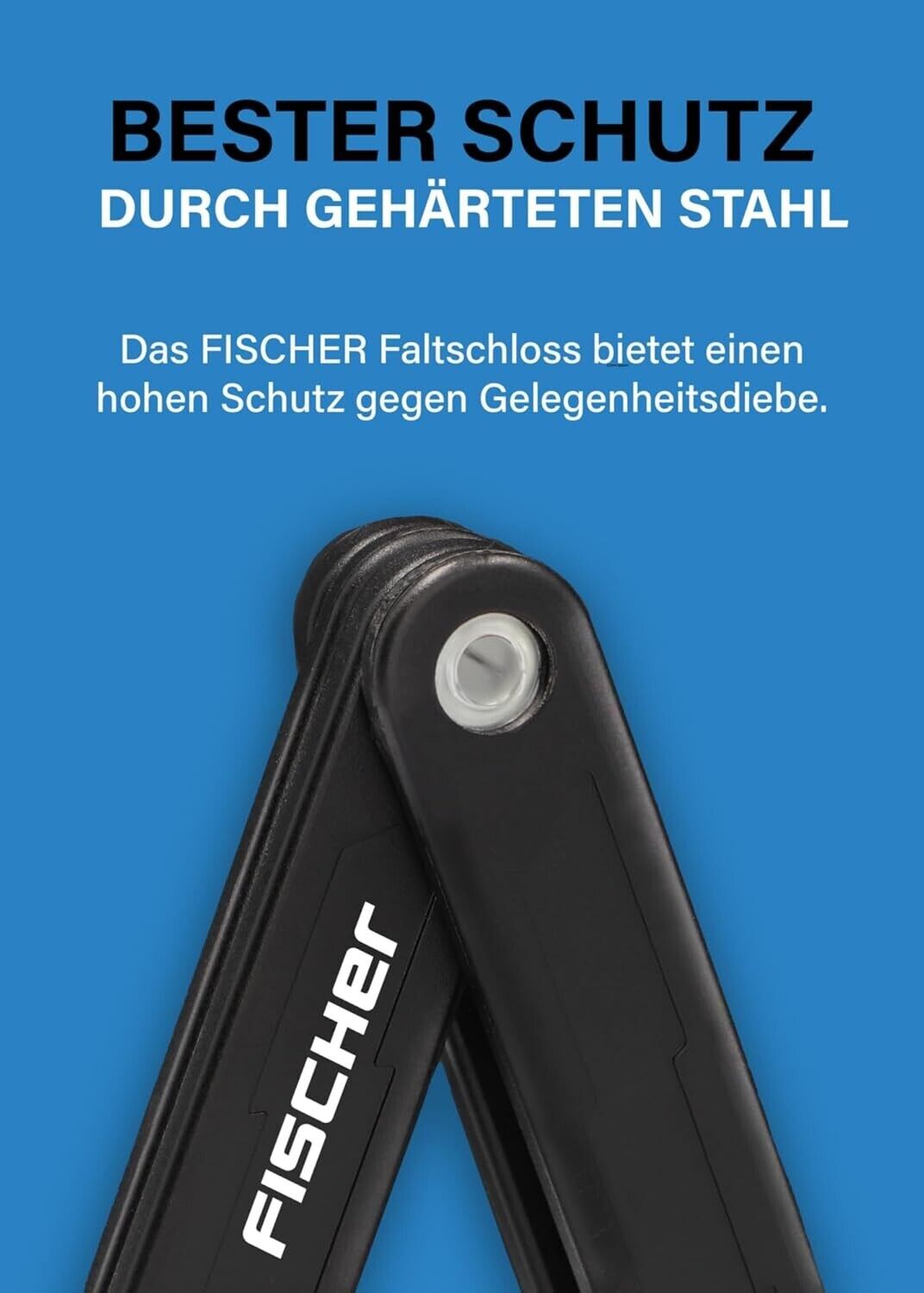 FISCHER Faltschloss mit Halterung Länge 85 cm Fahrradschloss Schlüssel schwarz