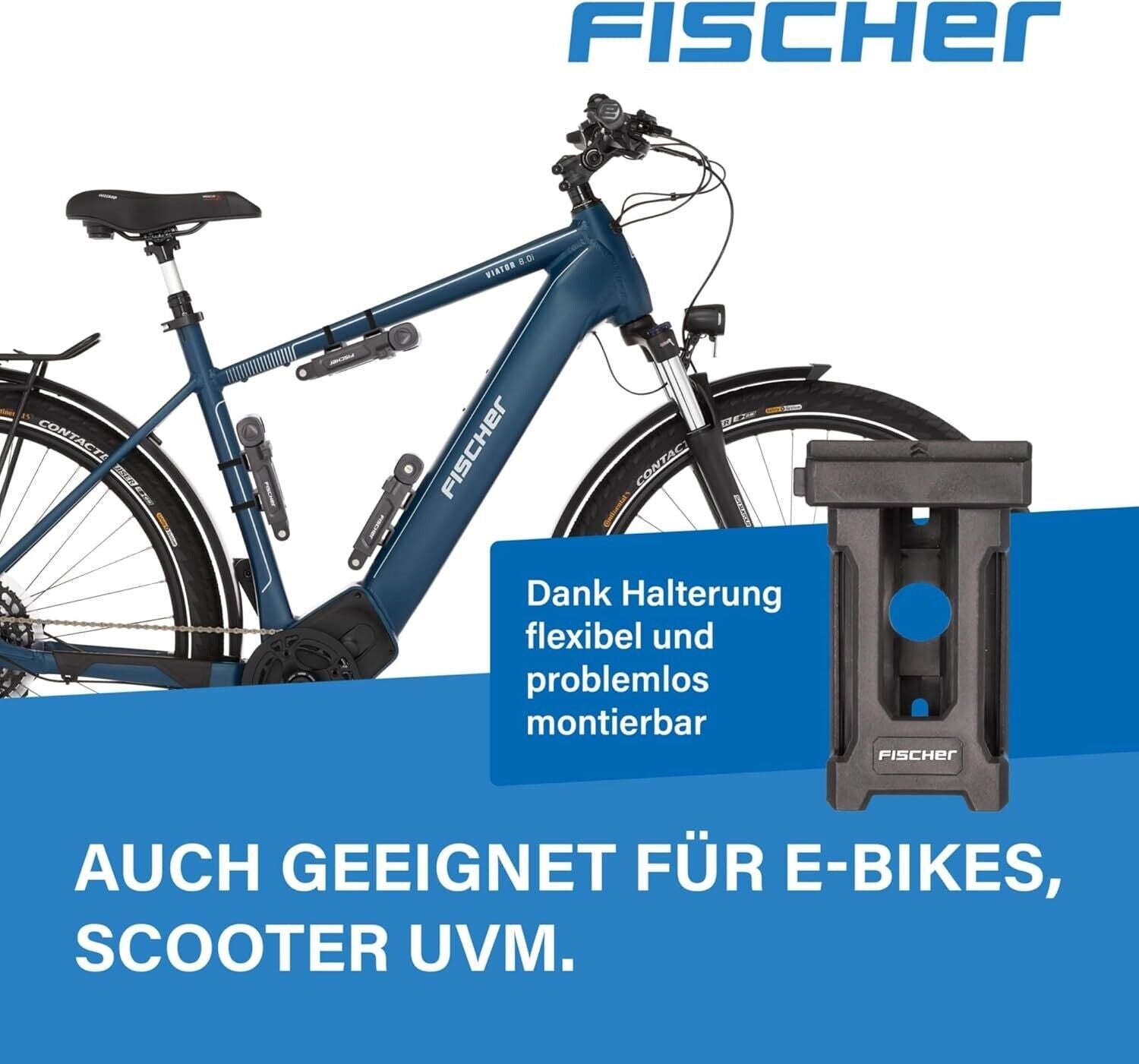 FISCHER Faltschloss mit Halterung Länge 85 cm Fahrradschloss Schlüssel schwarz