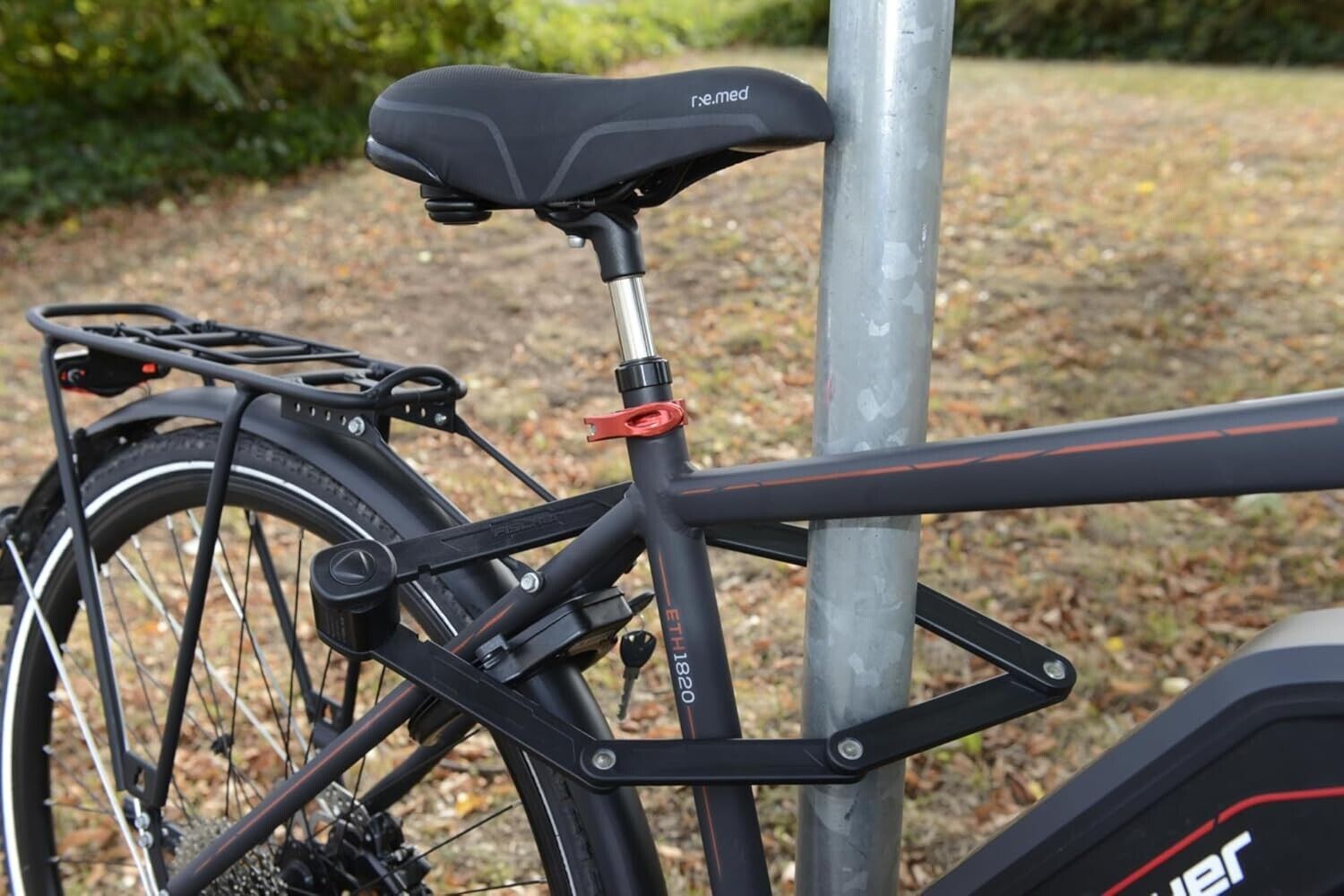 FISCHER Faltschloss mit Halterung Länge 85 cm Fahrradschloss Schlüssel schwarz