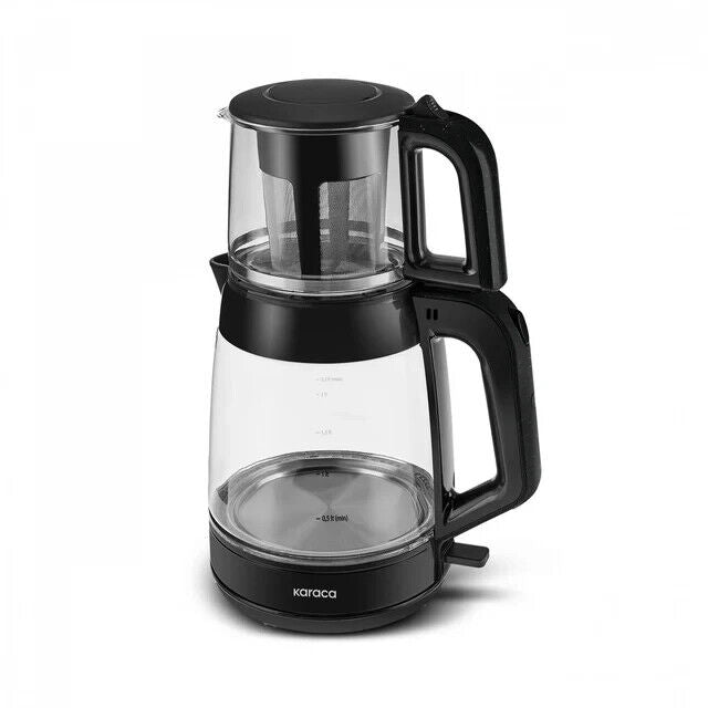 KARACA Teekocher 2,2 L Wasserkocher Glas 0,9L Teekanne mit Sieb Teemaschine ☕☕☕