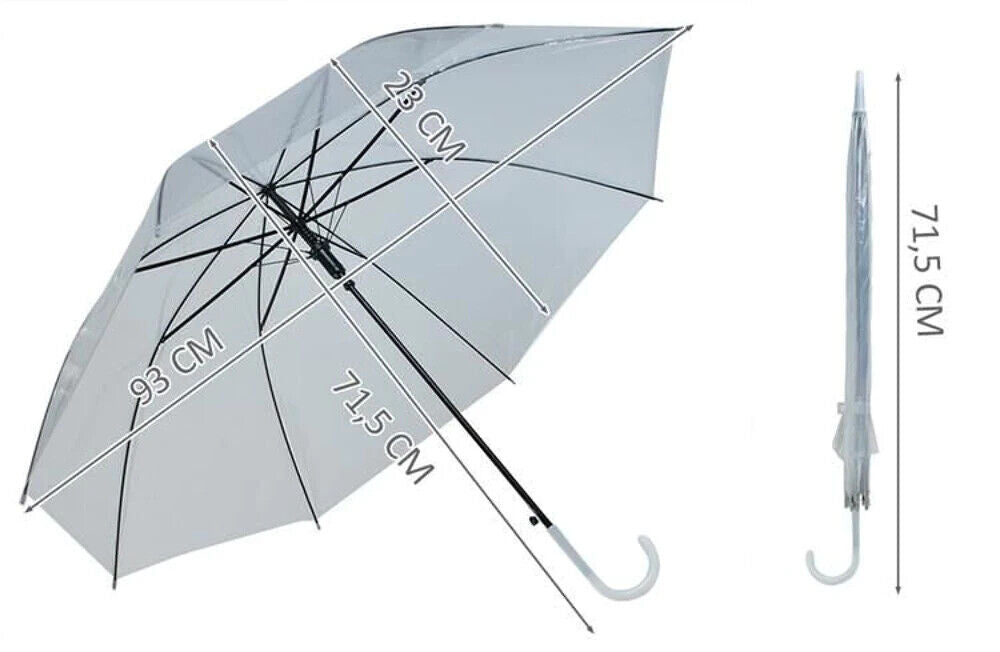 Automatik Regenschirm Transparent Weiß – Ideal für Hochzeit & Alltag