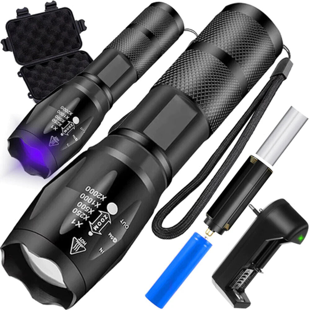 2in1 LED UV Taschenlampe Zoom Funktion | Weißlicht & UV-Licht