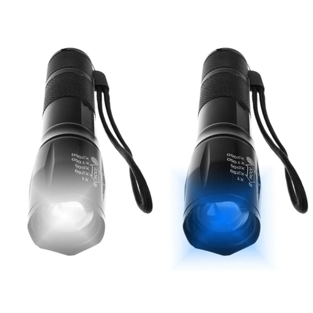 2in1 LED UV Taschenlampe Zoom Funktion | Weißlicht & UV-Licht