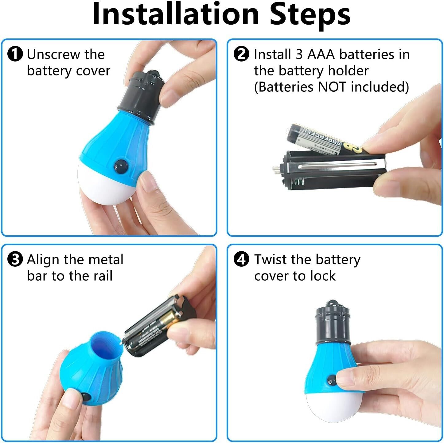 5x LED Campinglampe mit Clip–4 Modi Zeltlampe Batteriebetrieben–Outdoor Notlicht