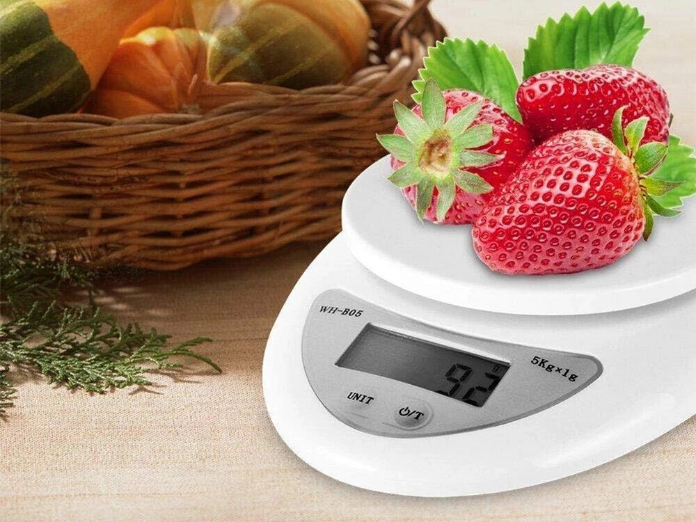 Digitale Küchenwaage mit Schüssel  5 kg LCD Waage  TARA  Messbecher  Weiß  ✅✅✅