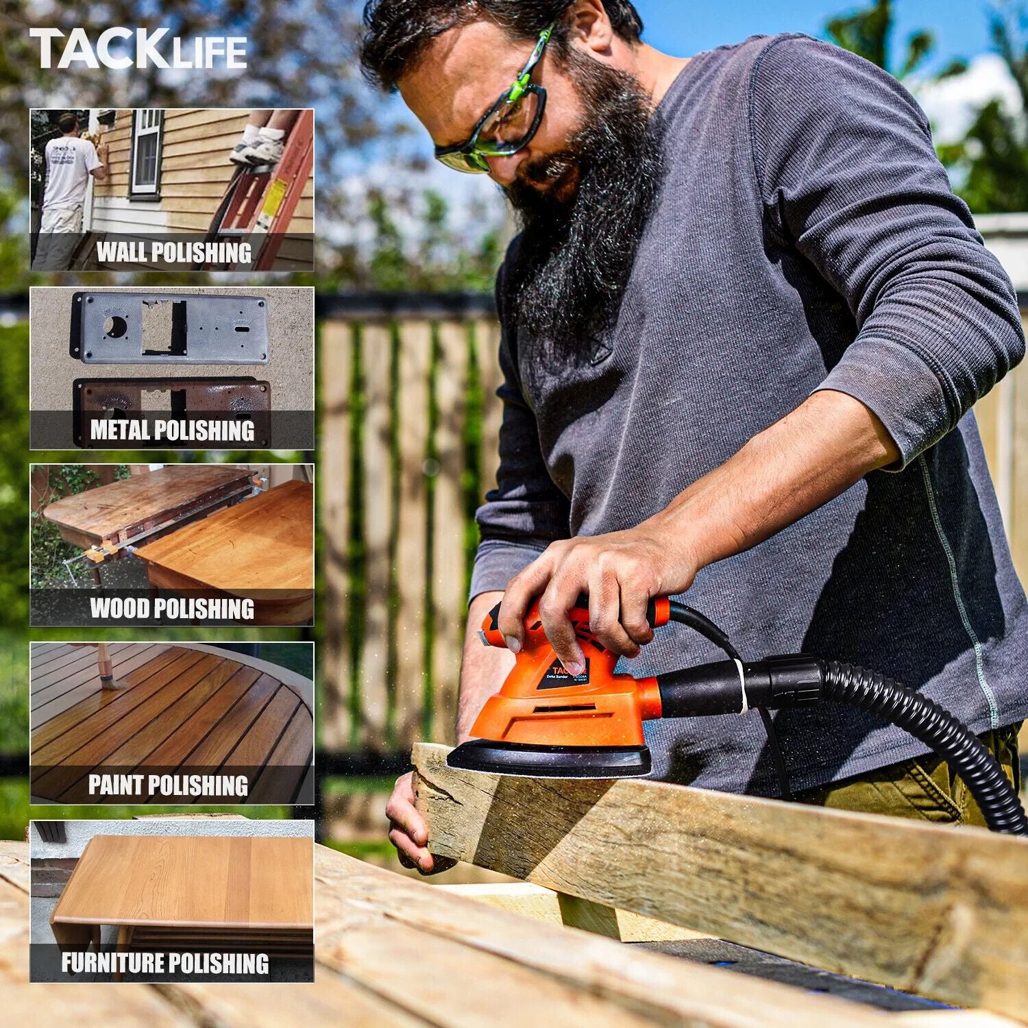 Tacklife Mouse Detail Sander mit Schleifpad 20Stücke Schleifpapier 360° 12000OPM