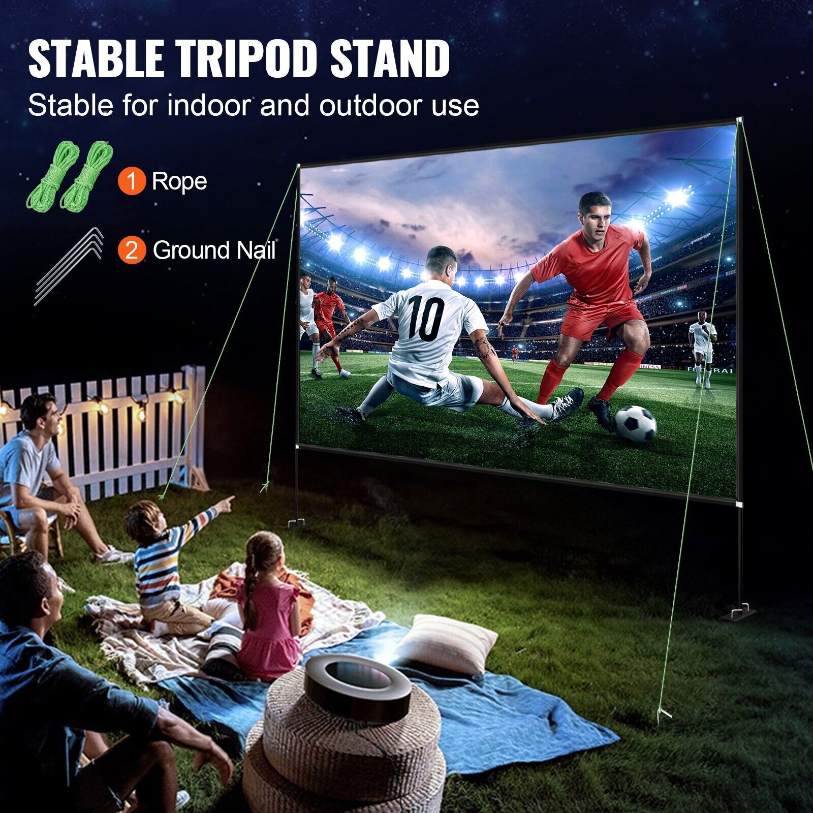 Beamer Leinwand Tragbare Filmleinwand 16:9 Ständer 347x201,9 cm HD 4K, 150 Zoll