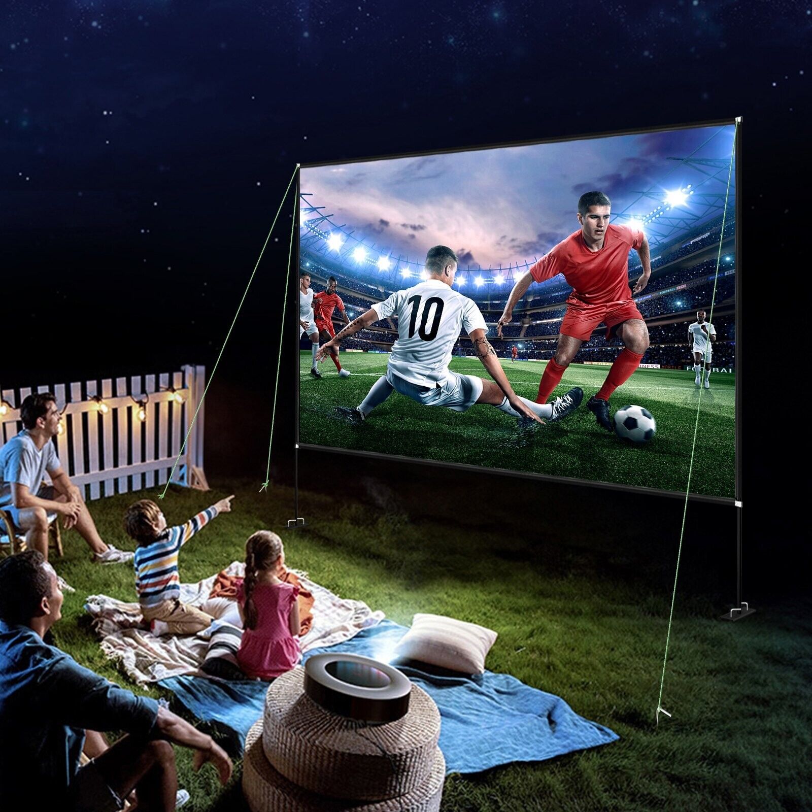 Beamer Leinwand Tragbare Filmleinwand 16:9 Ständer 347x201,9 cm HD 4K, 150 Zoll