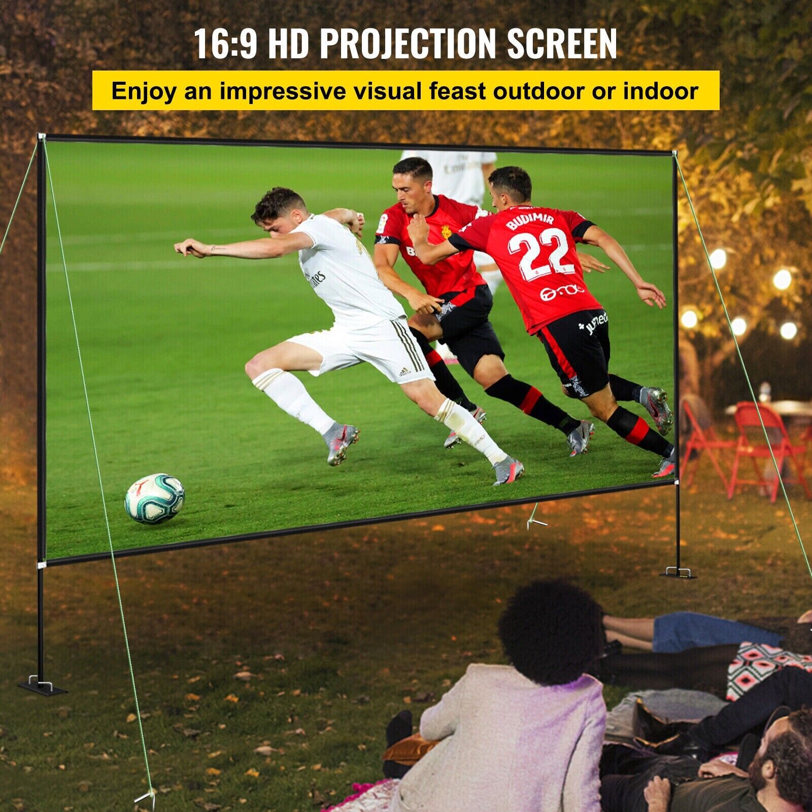 Beamer Leinwand Tragbare Filmleinwand 16:9 Ständer 347x201,9 cm HD 4K, 150 Zoll