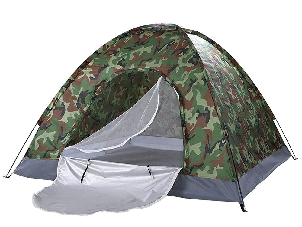 Campingzelt 2-3 Personen 200x200cm – Wasserdicht, Moskitonetz, Camouflage 🏕️🏕️