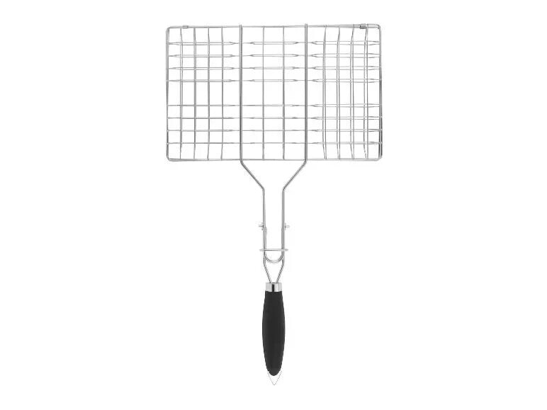BBQ-Hamburger Grillguthalter Edelstahl 35x22cm–Grillkorb mit Griff & Verschluss   grilll