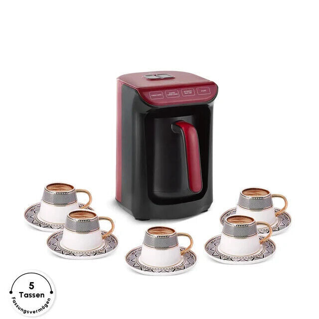 Karaca Hatır Köz Türkische Kaffeemaschine Rot Mit Röstfunktion & Schaumgarantie