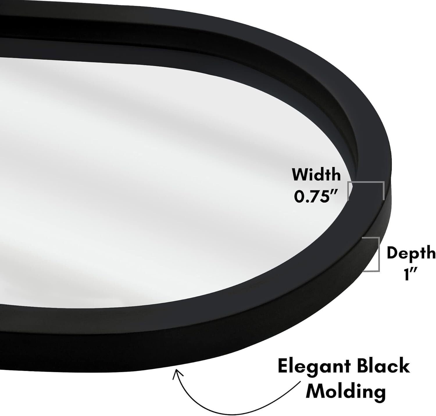 Oval Wandspiegel 31x61 cm Schwarz Badspiegel Wohnzimmer Spiegel Modern