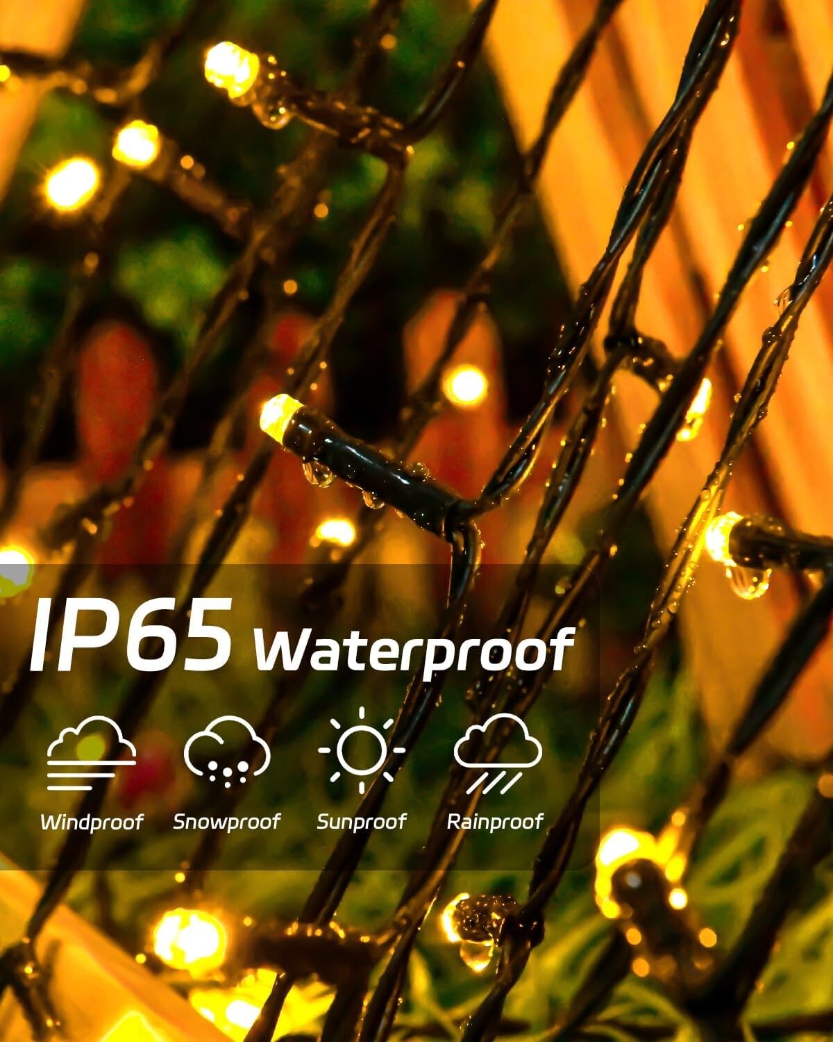 Solar Lichterkette Außen 120 LED 12m Warmweiß IP65 Garten Deko 8 Modi Hochzeit