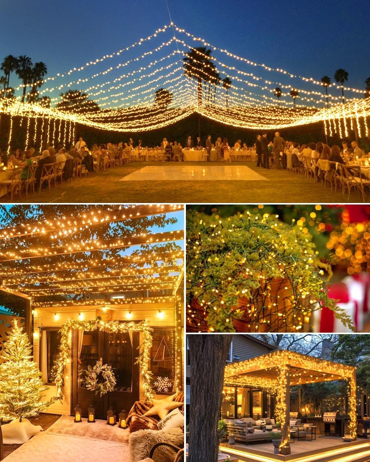 Solar Lichterkette Außen 120 LED 12m Warmweiß IP65 Garten Deko 8 Modi Hochzeit
