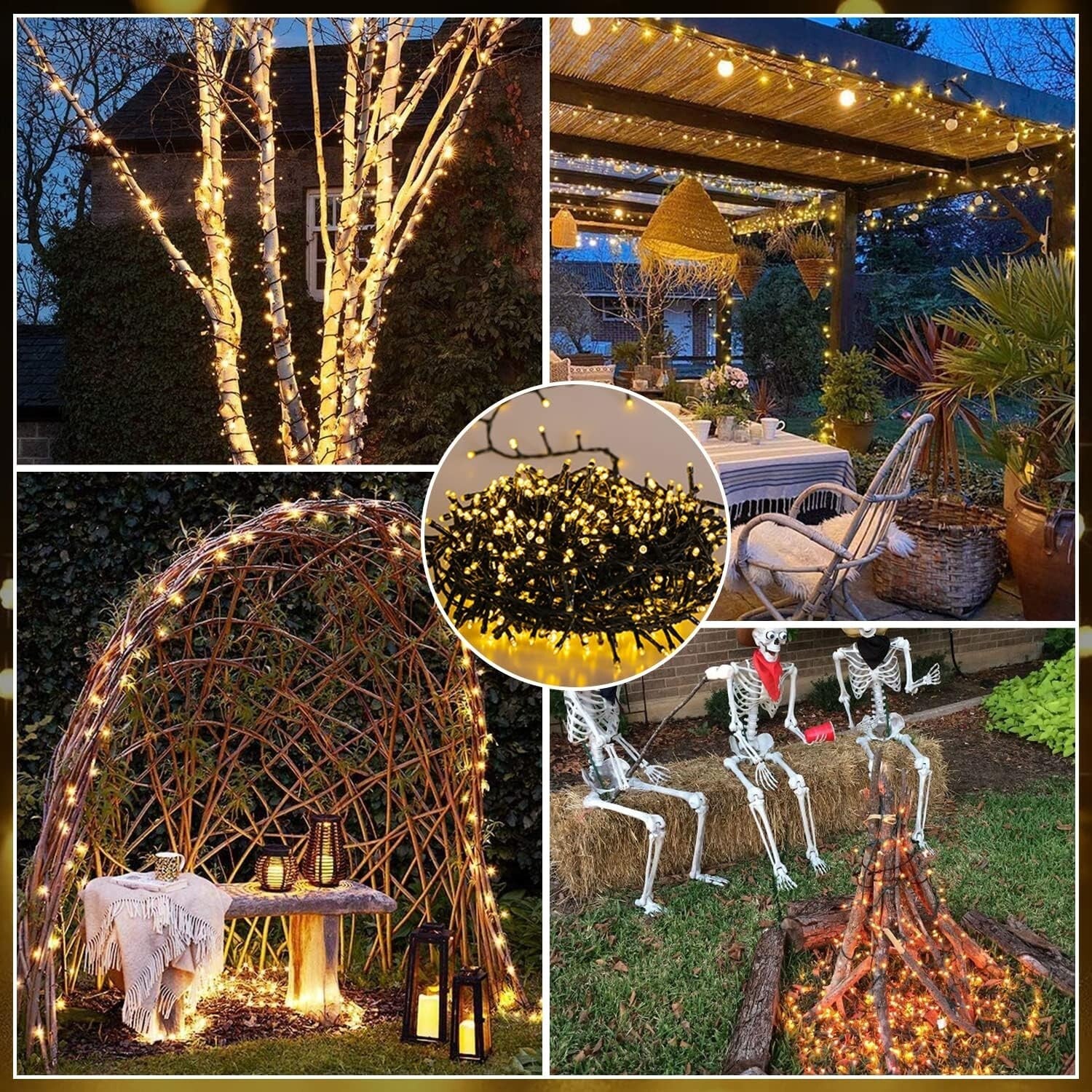 Solar Lichterkette Außen 120 LED 12m Warmweiß IP65 Garten Deko 8 Modi Hochzeit