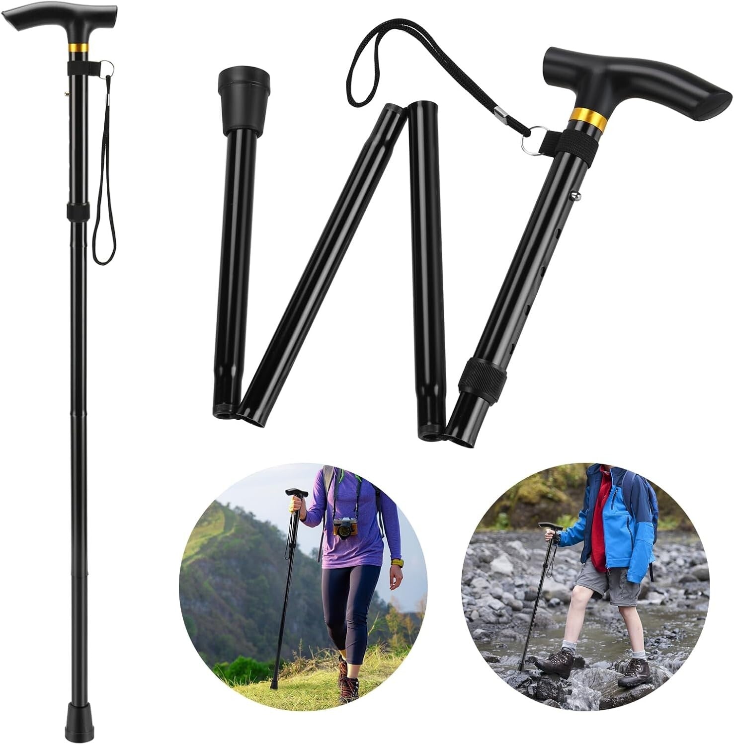 Faltbarer Gehstock höhenverstellbar rutschfest leicht Unisex Wanderstock 🦯🦯🦯