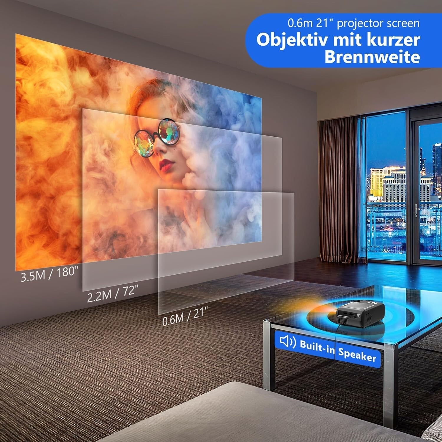 Mini Beamer 1080P WiFi Bluetooth 12800 Lumen Heimkino Projektor 🎬Full HD 5G