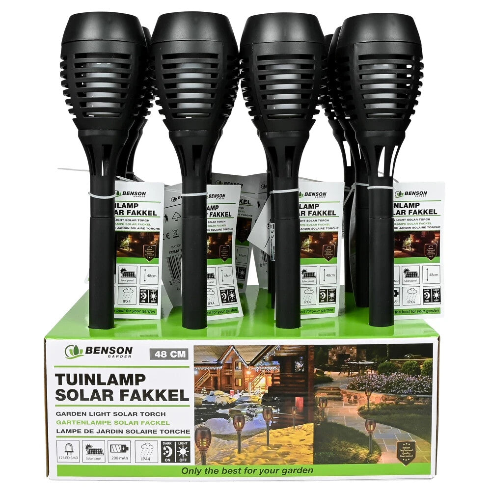 Solarfackel Gartenleuchte 48cm LED Flammenlicht Außen Solarlampe 1x / 12x 🌟🌟🌟