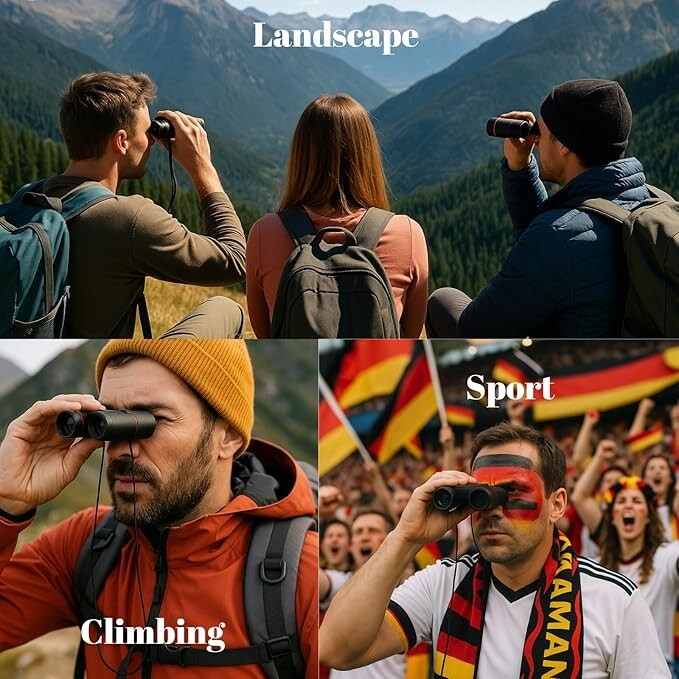 30x60 Kompakt Fernglas 12x Zoom Klappbar Outdoor Jagd Reisen mit Etui  🌄
