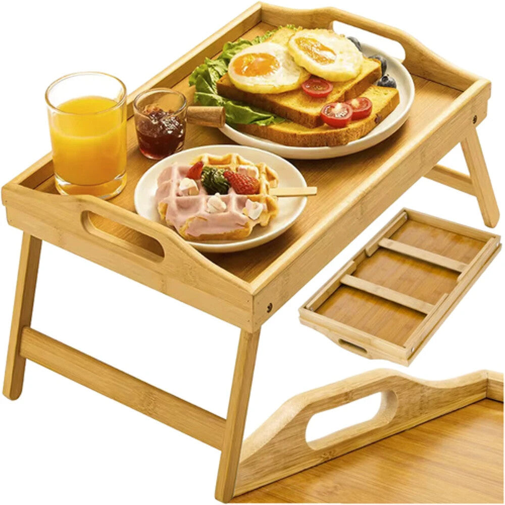 Bambus Frühstückstisch klappbar – Betttisch mit Laptopfunktion, faltbar 🥂🥂