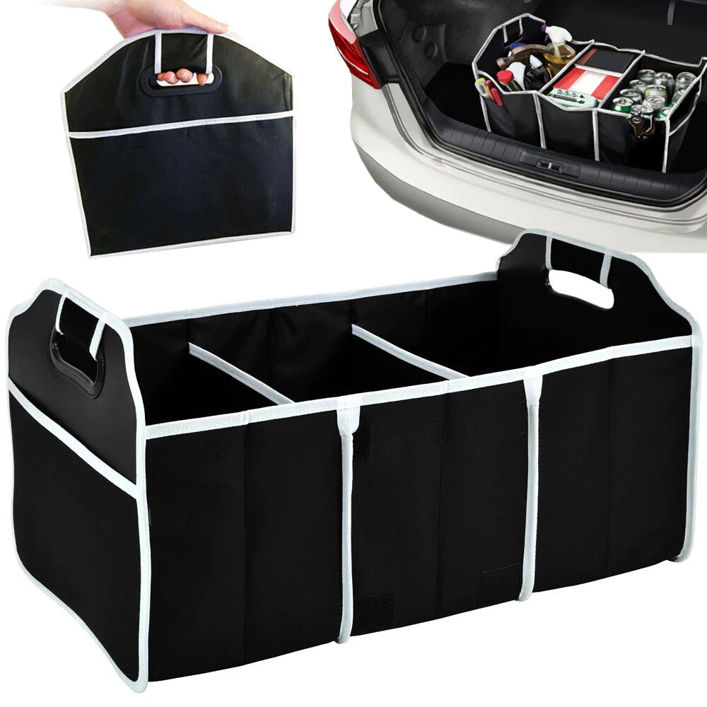 Faltbarer Auto Kofferraum Organizer 3 Fächer Aufbewahrungsbox Tasche Schwarz 🚗