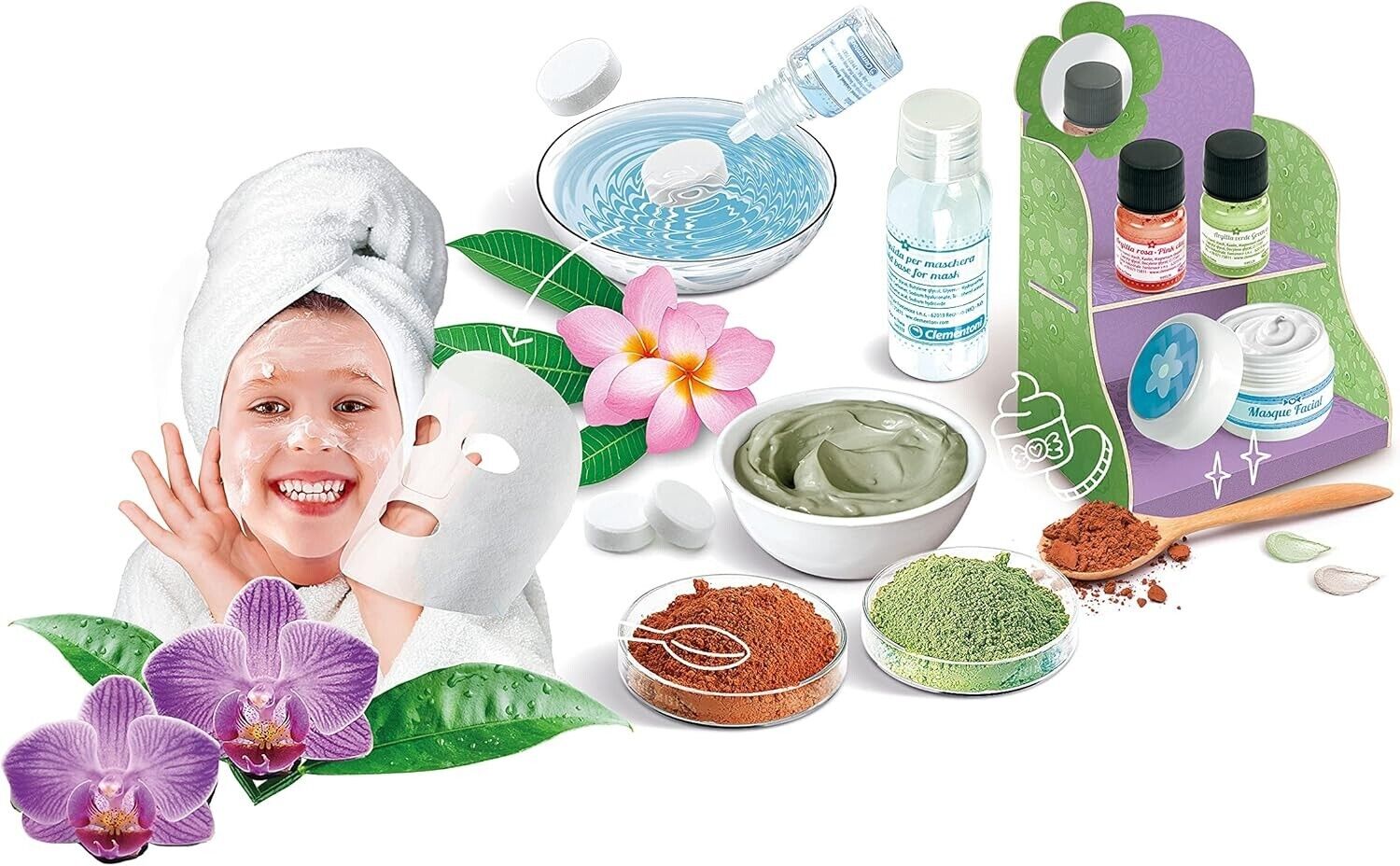 Clementoni 59248 Galileo Lab Gesichtsmasken Beauty Set DIY Tuchmasken Kosmetik