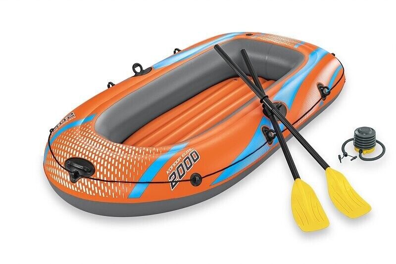 Aufblasbares Boot 196x106 cm für 2 Personen – Set mit Paddel & Luftpumpe