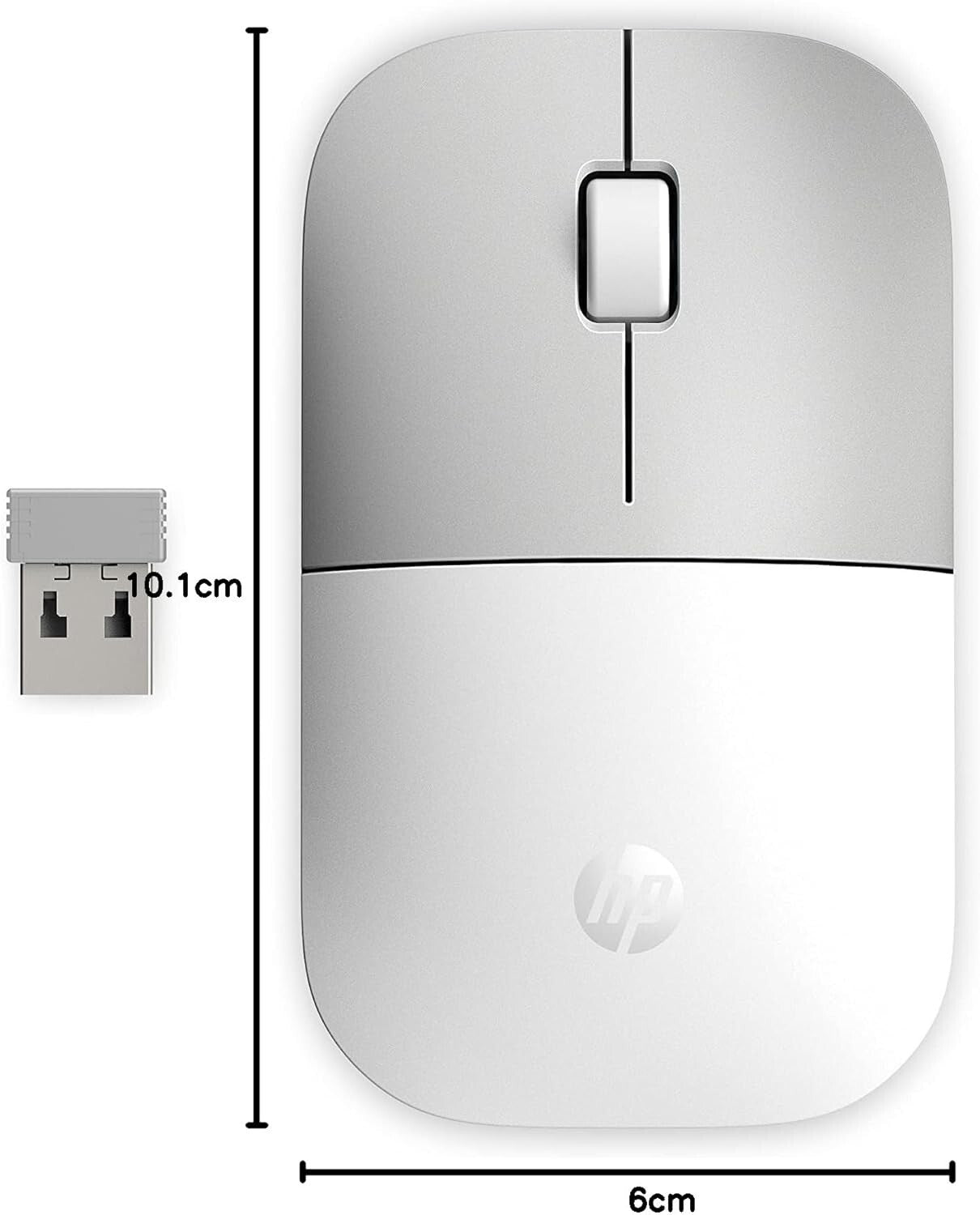 HP Z3700 Maus Wireless USB 2,4GHz 1200 DPI Slim Keramik Plug&Play 16 Mon.