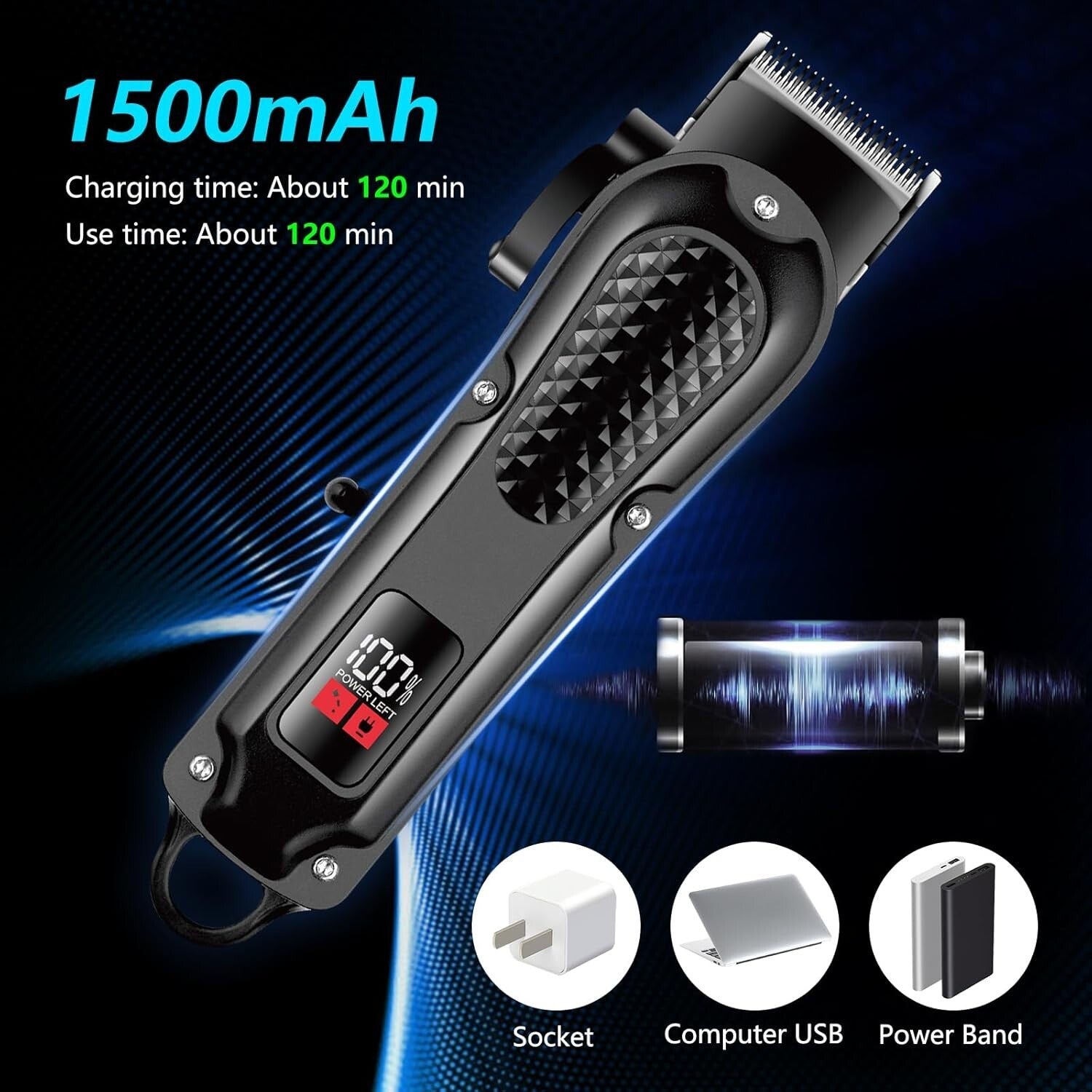 Profi Haarschneider & Barttrimmer für Herren – USB wiederaufladbar, LED-Anzeige