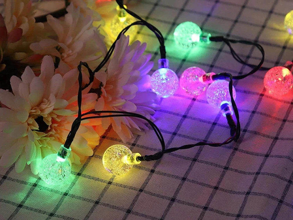 Solar LED Lichterkette Garten 20 LEDs Mehrfarbig Wasserdicht 4,5m mit Solarpanel