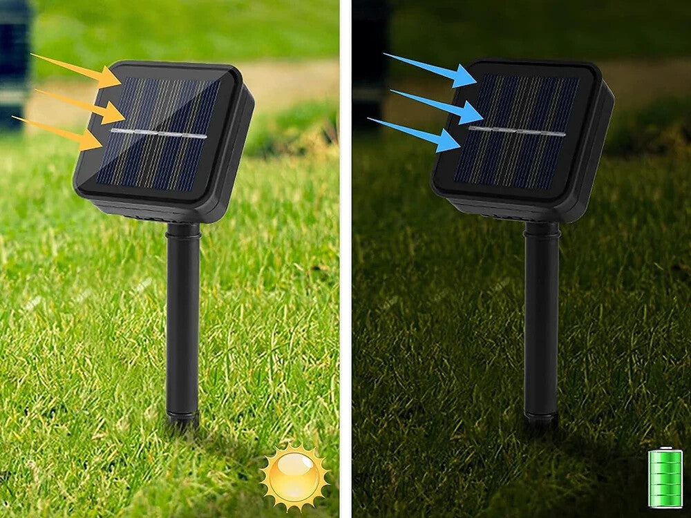 Solar LED Lichterkette Garten 20 LEDs Mehrfarbig Wasserdicht 4,5m mit Solarpanel