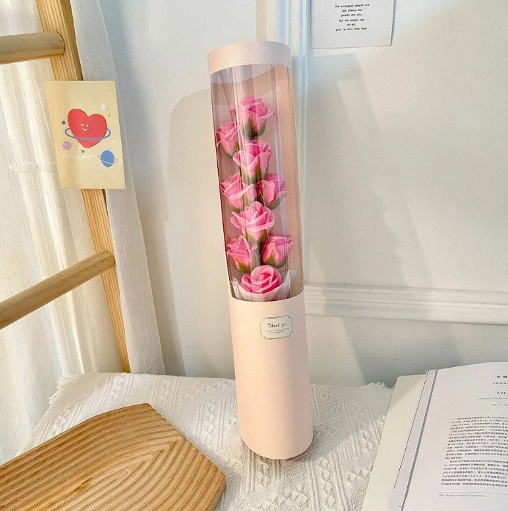 Duftseifenblumenstrauß mit LED in Geschenkbox – Rosa, romantisch, 50 cm💐💐💐💐