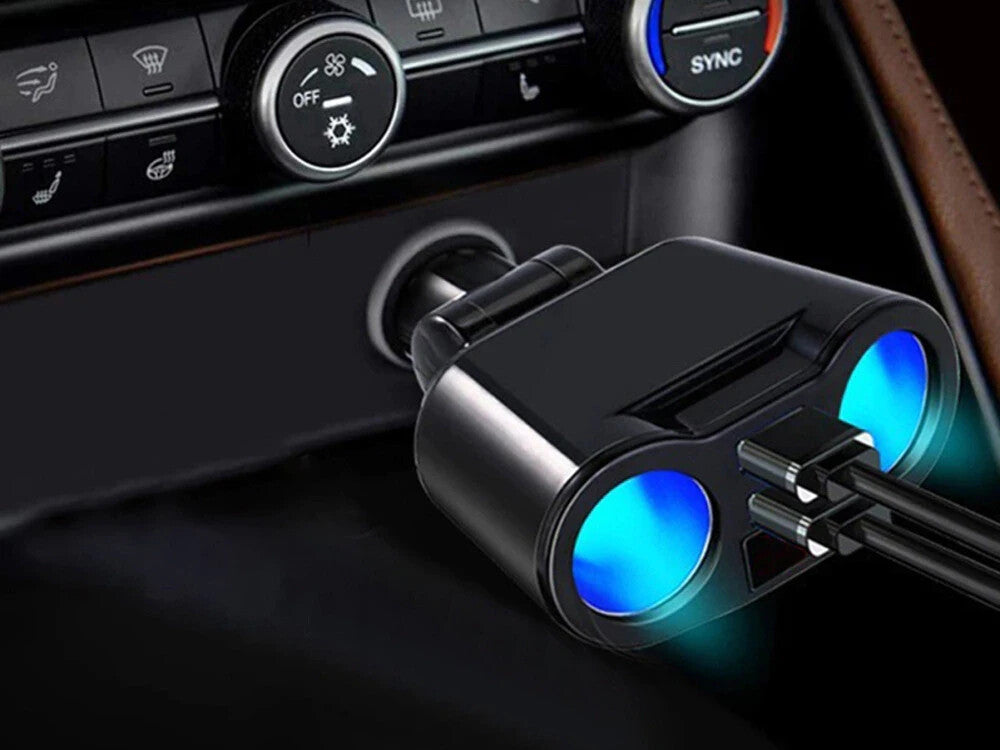 KFZ Verteiler 2x USB Ladegerät 12V/24V 100W mit Voltmeter & Display