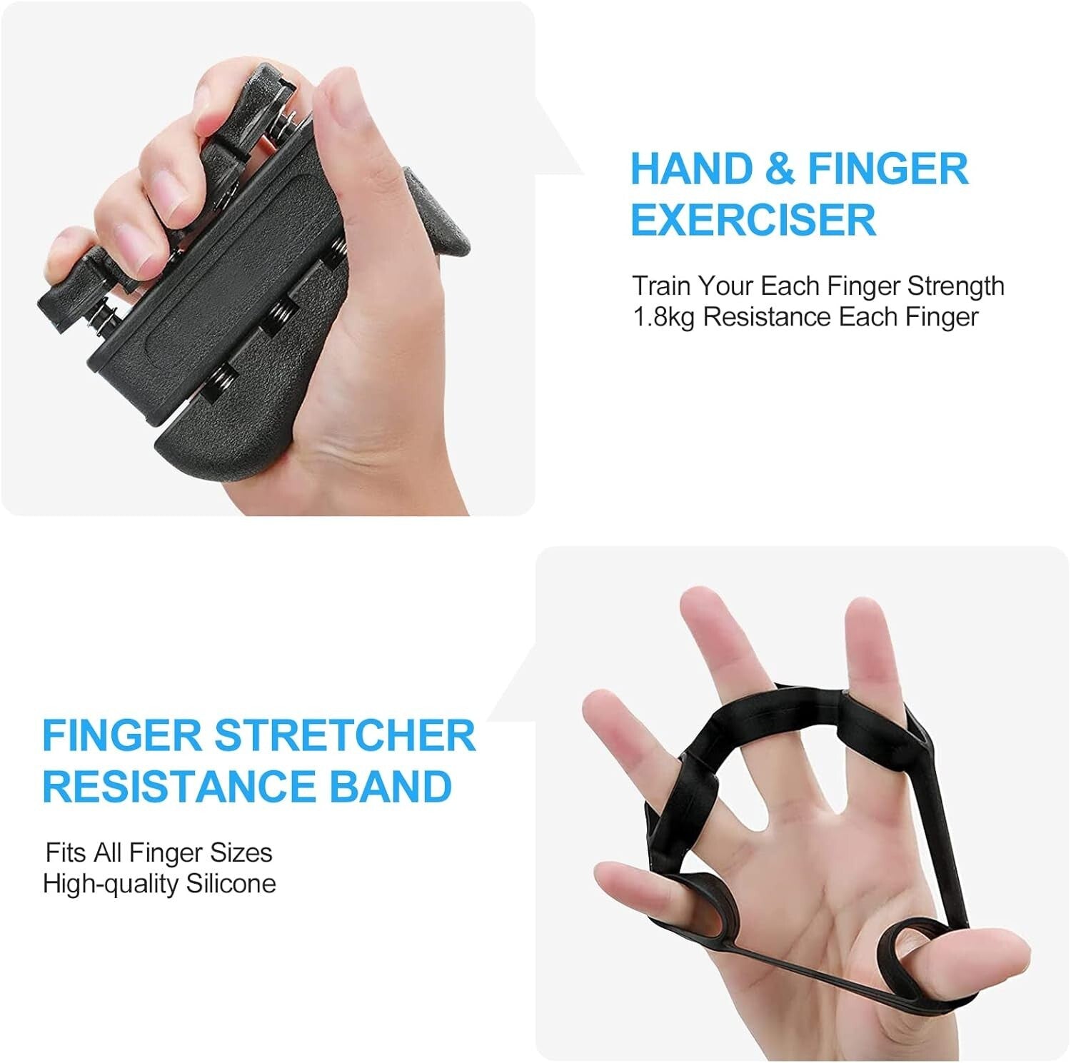 Handtrainer 5er Set mit Zähler – Fingertrainer, Griffball & Ring, 10–60kg 💪💪💪