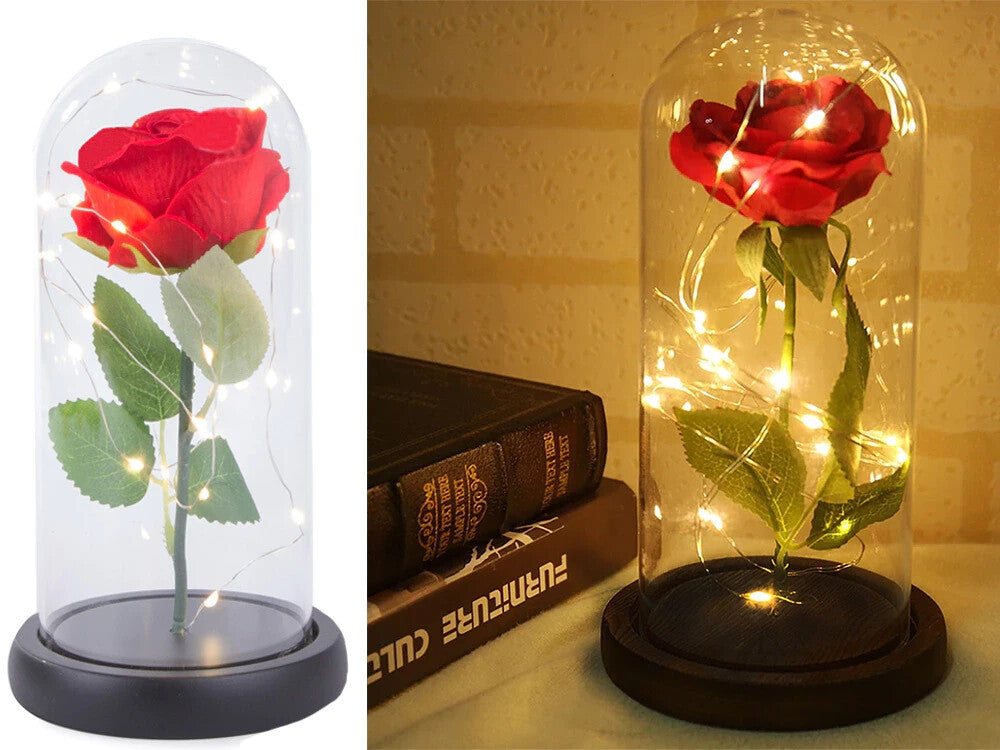 Romantische LED Rose im Glas Geschenkidee Geburtstag Valentinstag Jahrestag
 💕-