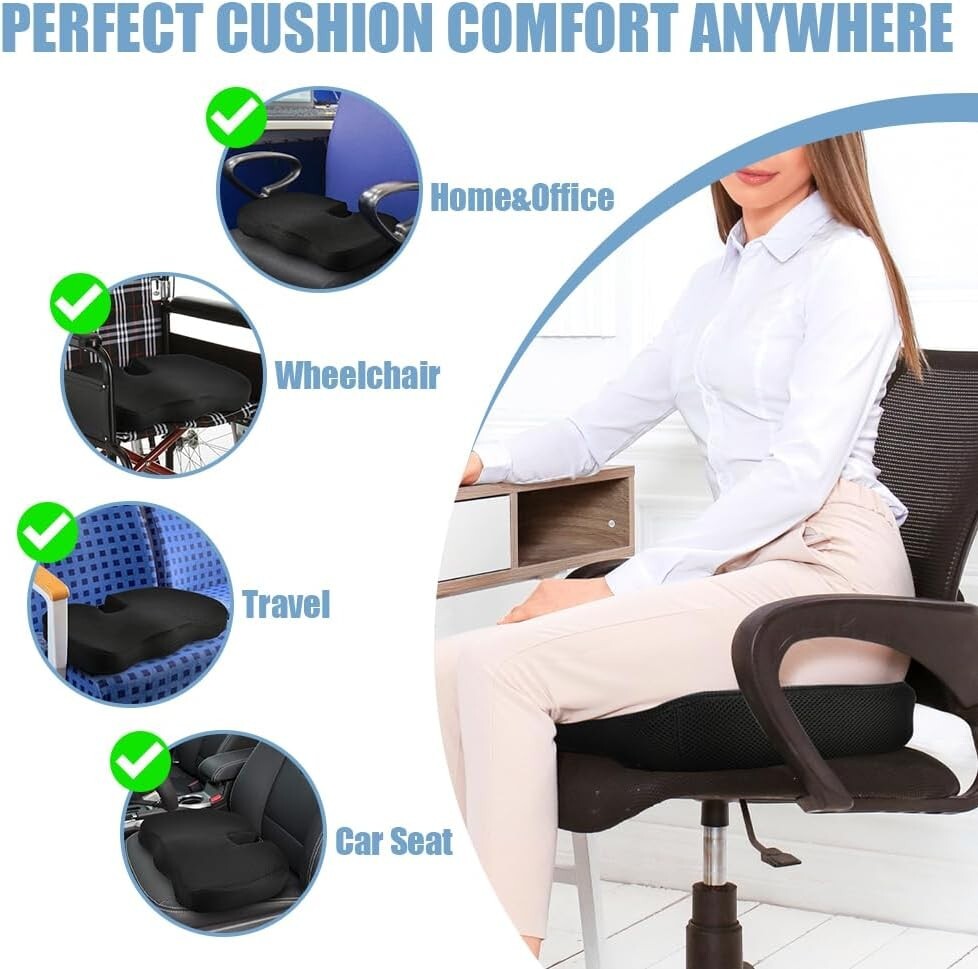 Orthopädisches Sitzkissen Memory Foam für Bürostuhl & Gamingstuhl, Ergonomisch
