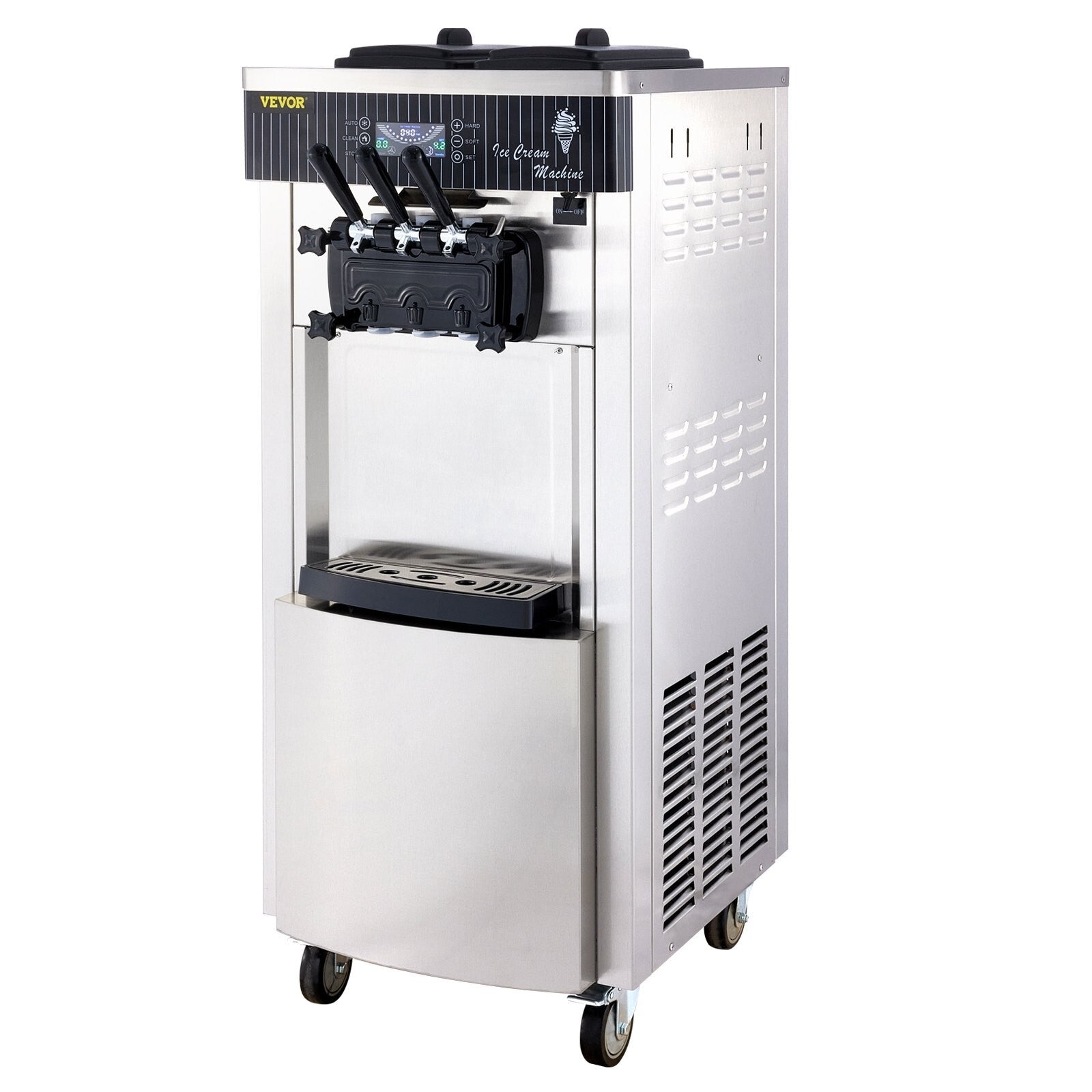 VEVOR Softeismaschine 6L 2200W 3 Geschmack LCD Kompressor Edelstahl 220V