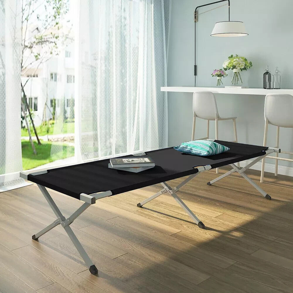 Feldbett Klappbett Gästebett Schwarz 189x70x43 cm 110kg Klappbar mit Tasche
